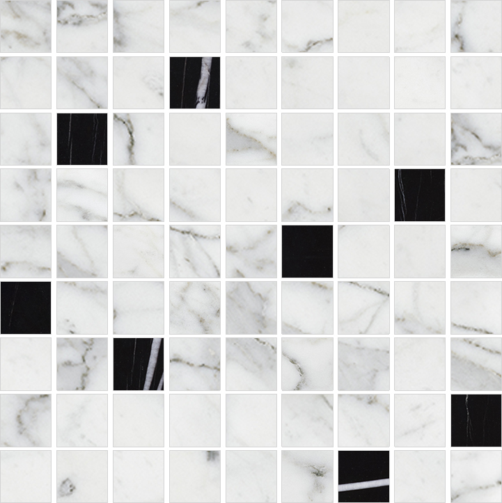 K-1000(1004)/MR/m21 Marble Trend (Марбл Тренд) Carrara (Nero Dorato) 300x300 черно-белая матовая мозаика